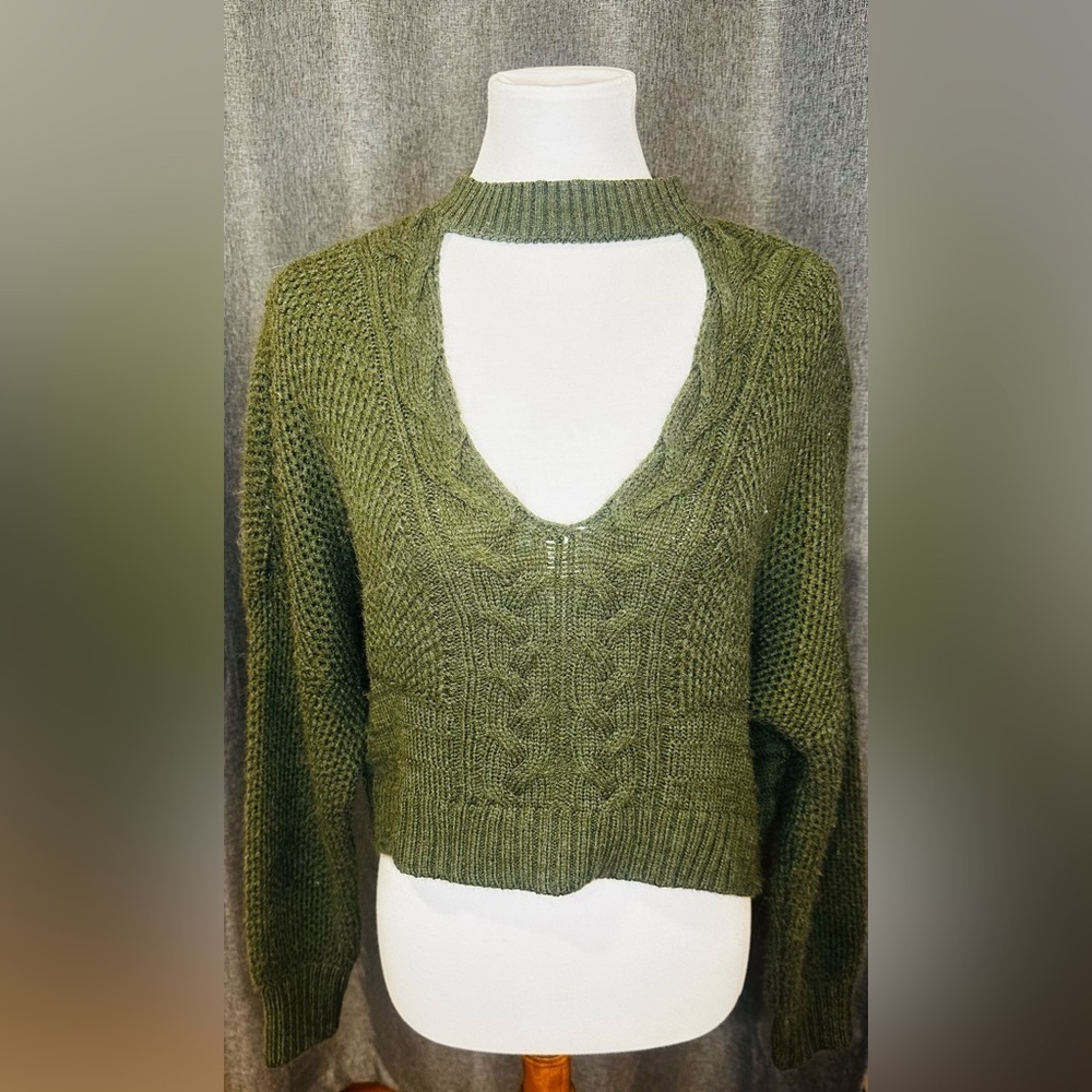 Express Olive V-Neck Sweater Sz Small